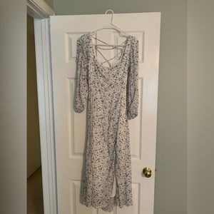 Small ASTR the Label Audette Square Neck Floral Cutout MIDI Dress